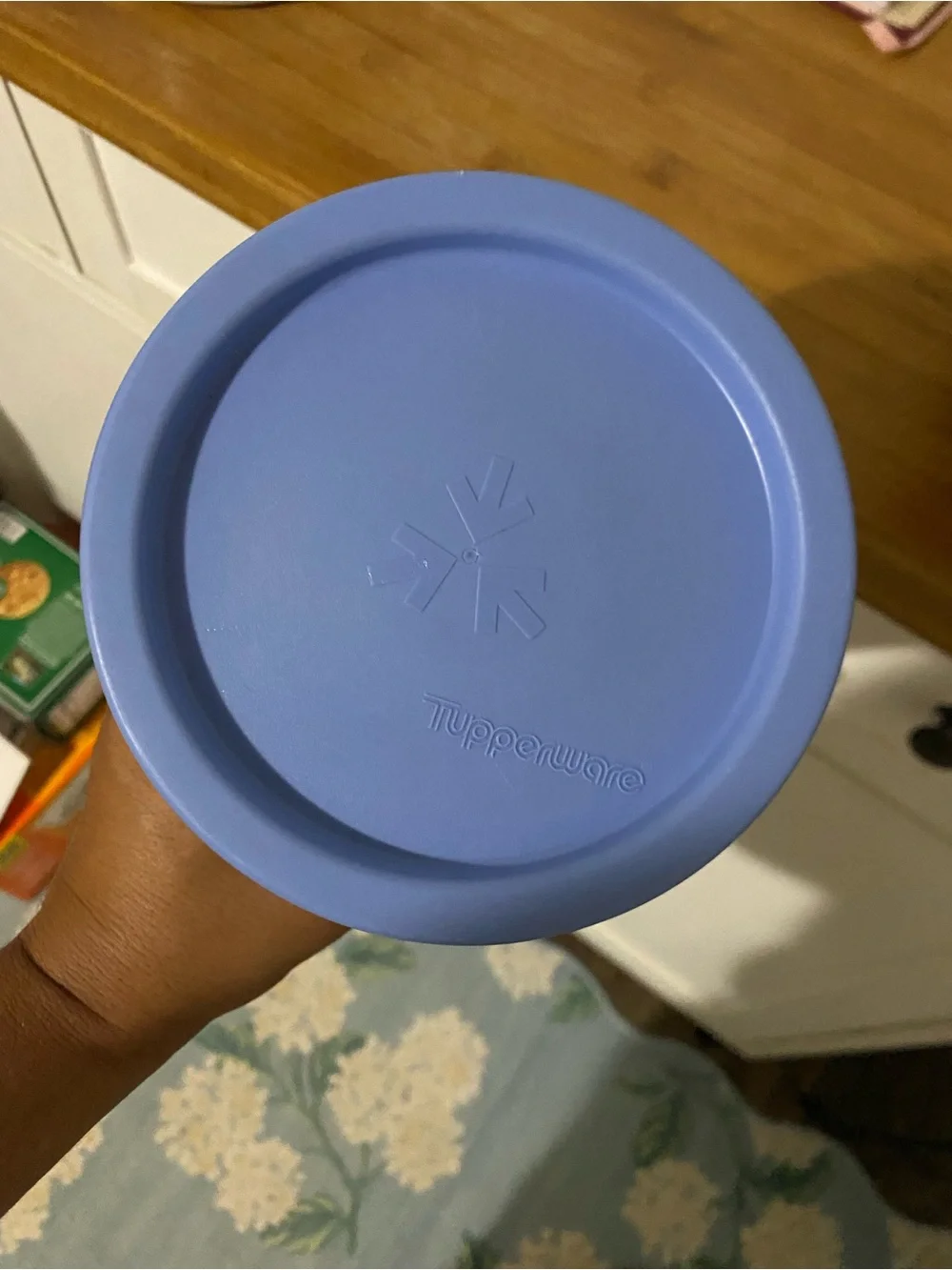 Vintage Nesting Tupperware Blue-Rim White Ceramic Canisters